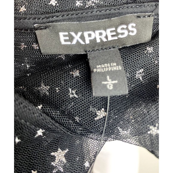 F. Express Top Size L Multicolor Blouse Long Sleeve Round Neck NWT $49 - Picture 7 of 9